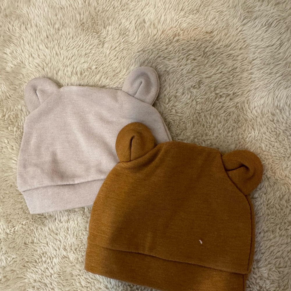 SHEIN Cream and Brown Bear Ear Hats